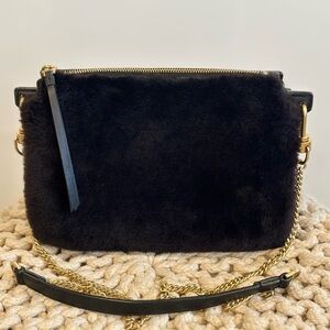 All Saints Black Faux Fur Crossbody Bag